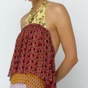 ZARA Printed chemise layered alter top size Small NEW